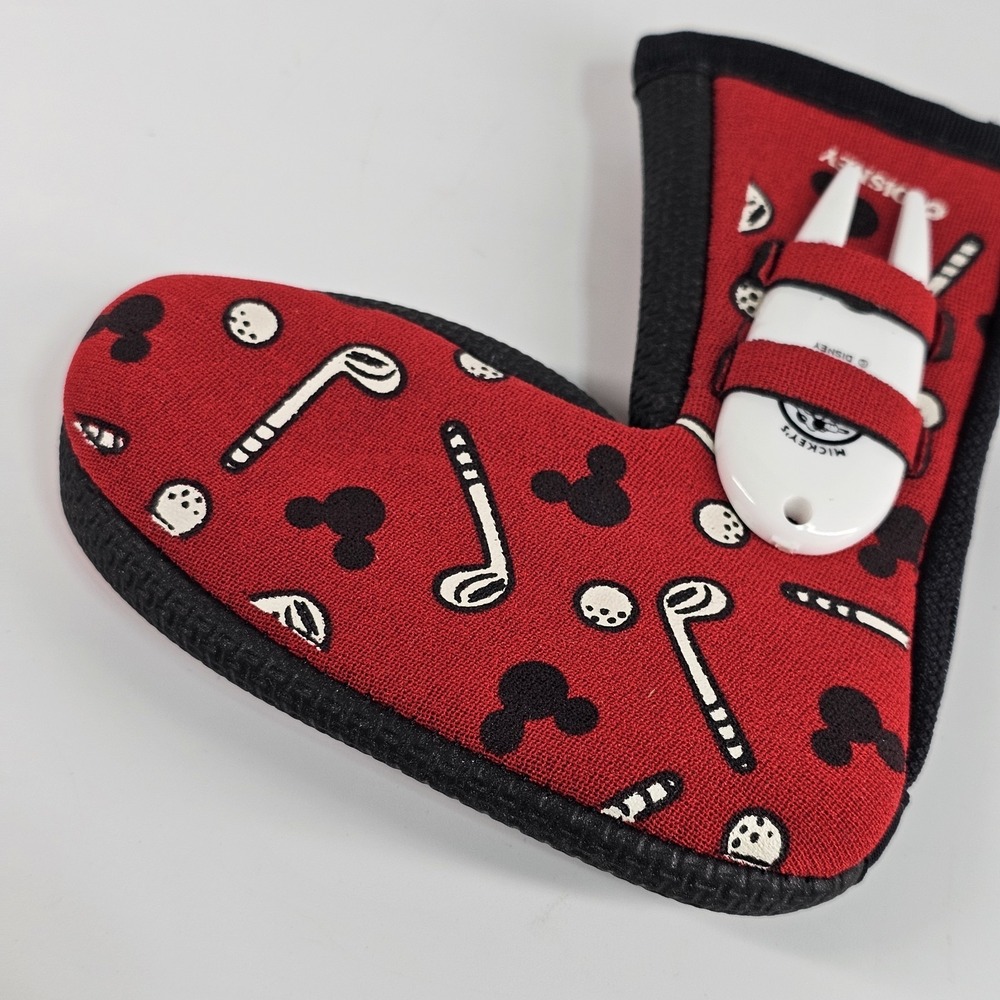 Vtg Disney Mickey Mouse Golf Club Head Cover Hidden Ears Zip & Divot Tool USA